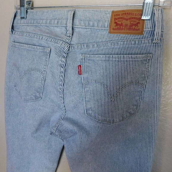 Levi's 710 Jeans Size 27 Super Skinny White Blue Stripe Stretch Pants 5 Pocket - Picture 6 of 10
